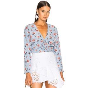 Veronica Beard | Maisle Light Blue Floral Silk Top | Sz. 6